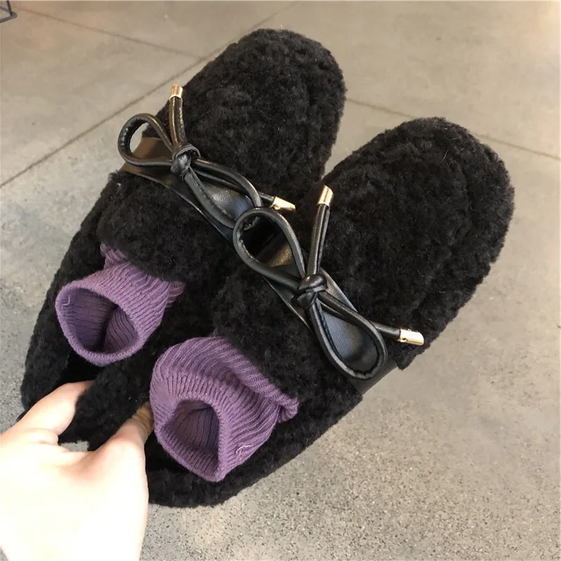

Bow-Knot Slip On Shoes For Women Clogs Platform Round Toe Loafers Fur Casual Female Sneakers Modis Butterfly Slip-on Creepers 20