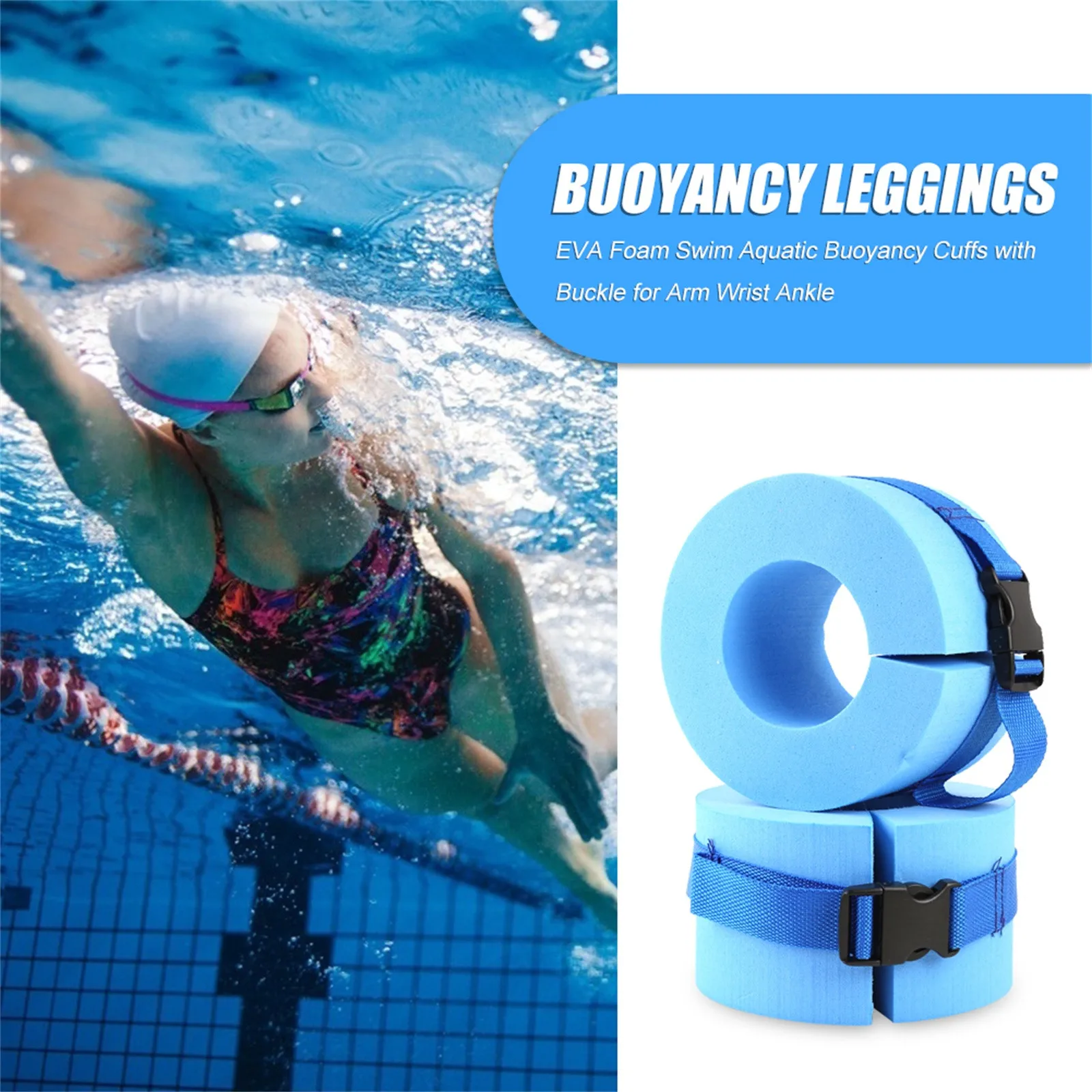 

2pcs Foam Aquatic Cuffs Swimming Leggings Arm Floating Ring Heavy Weights Water Exercise Aerobics Rings for Ankle Arm Fitness#40