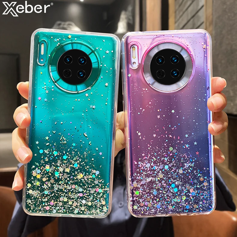 Мягкий Блестящий Прозрачный чехол из ТПУ для телефона Huawei P20 P30 Mate 30 10 i Honor 20 Pro 9 Lite