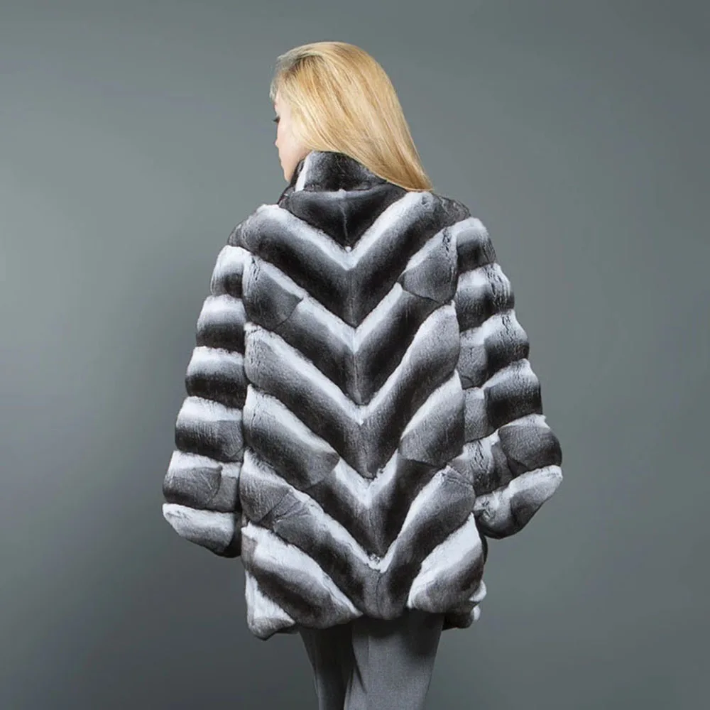 TOPFUR Hood Rex Rabbit Real Fur Chinchilla Coat Winter Thicken Warm Casual Hairy Outertwear Female 2022 New Genuine Fur Jacket enlarge