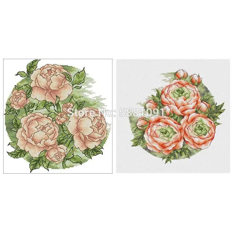 

Наборы для вышивки крестом, двухцветные, с рисунком пионов, 11CT, 14CT, 18CT