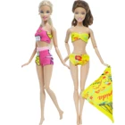 2 компл.лот, модный кукольный купальник, желтый топ, летняя пляжная одежда для бассейна, бикини, аксессуары для кукол Барби, детские игрушки