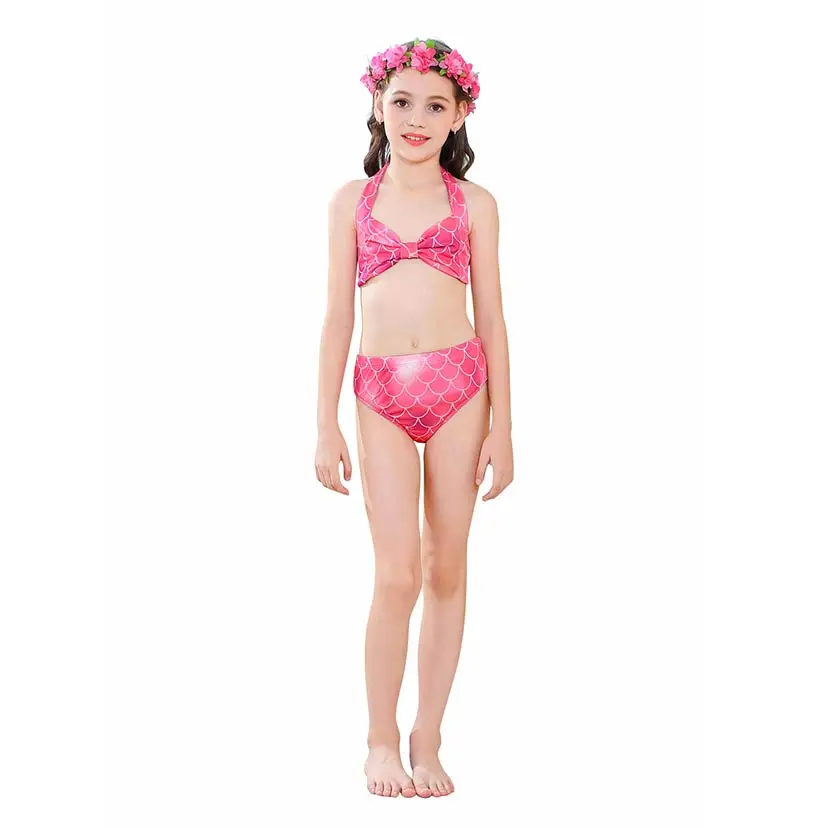 Kids Swimming Mermaid Tail Bikini Set can add with Monofin Flipper Ariel Costumes Cosplay Swimsuit Bathing Suit for Girls