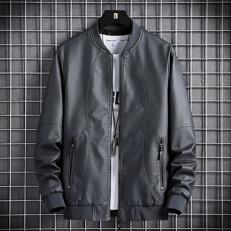 

Мужская кожаная куртка, Классическая мотоциклетная куртка, винтажная верхняя одежда из искусственной кожи, Осень-зима 2019