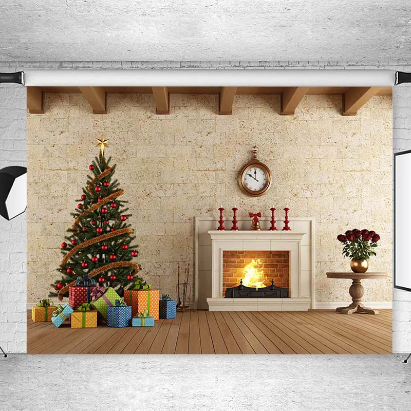 Фон для фотосъемки в помещении с изображением белой стены рождественского