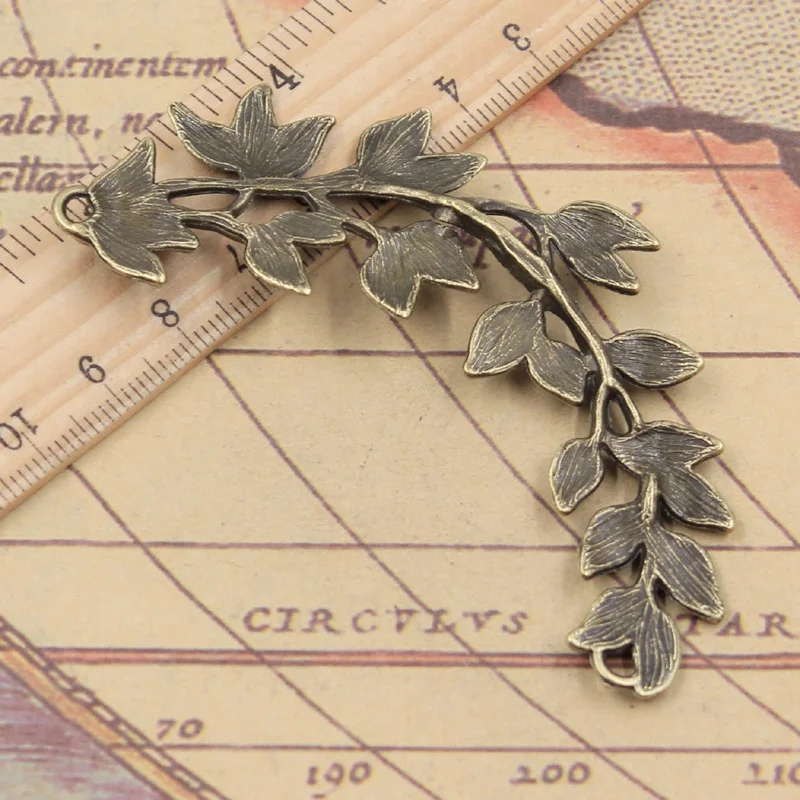 4 шт. амулеты оливковая ветка 87x38 мм тибетские бронзовые Серебристые цветные