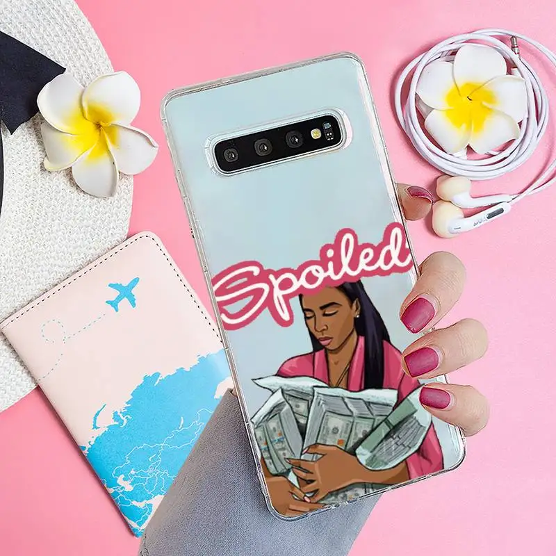 

Kash Afro Black Girl Fundas Phone Case Transparent for Samsung A71 S9 10 20 HUAWEI p30 40 honor 10i 8x xiaomi note 8 Pro 10t 11