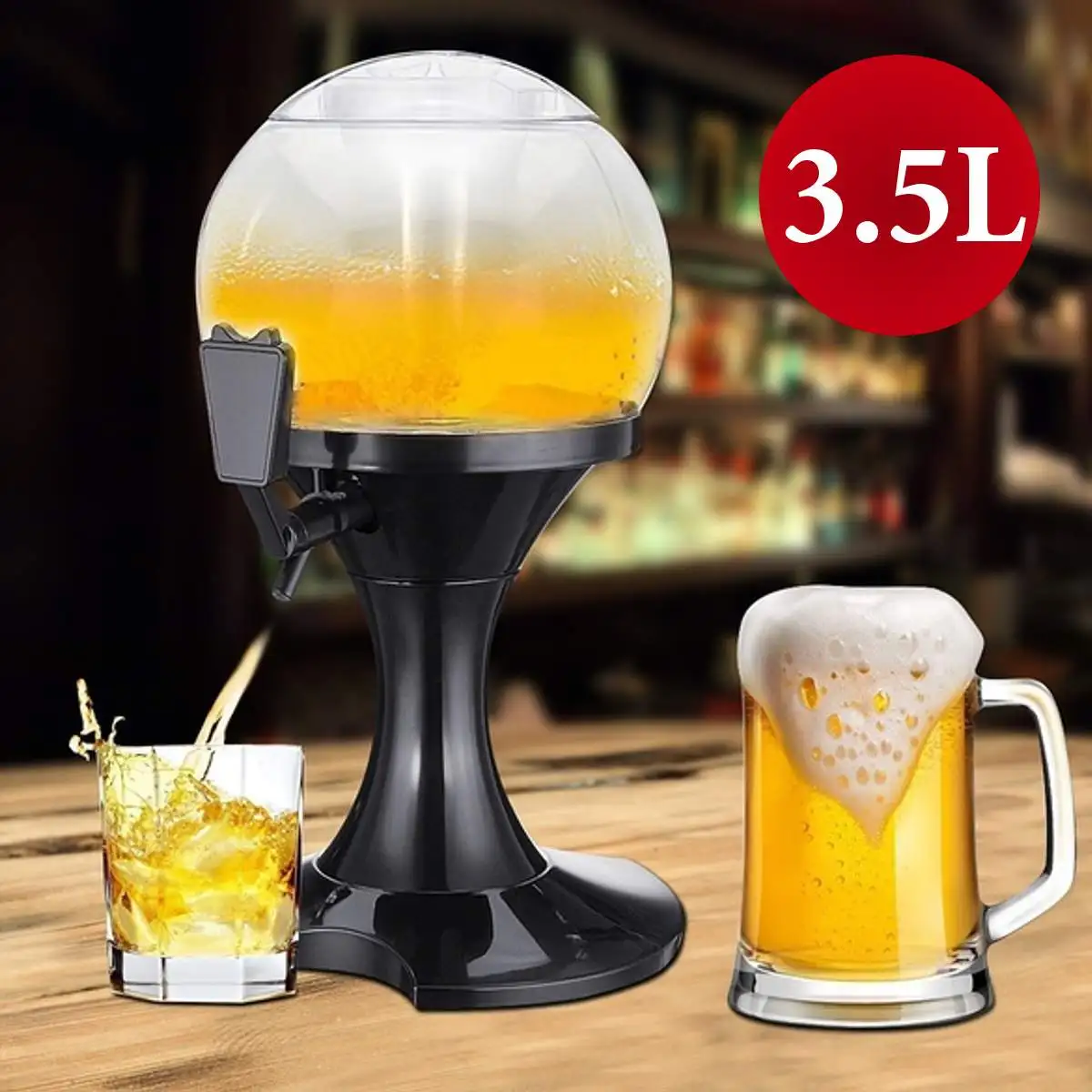 

3.5L Liquor Beer Alcohol Dispenser Bar Party Wine Beer Water juice Beverage Tabletops Home Drinking Ice Core Container Pourer