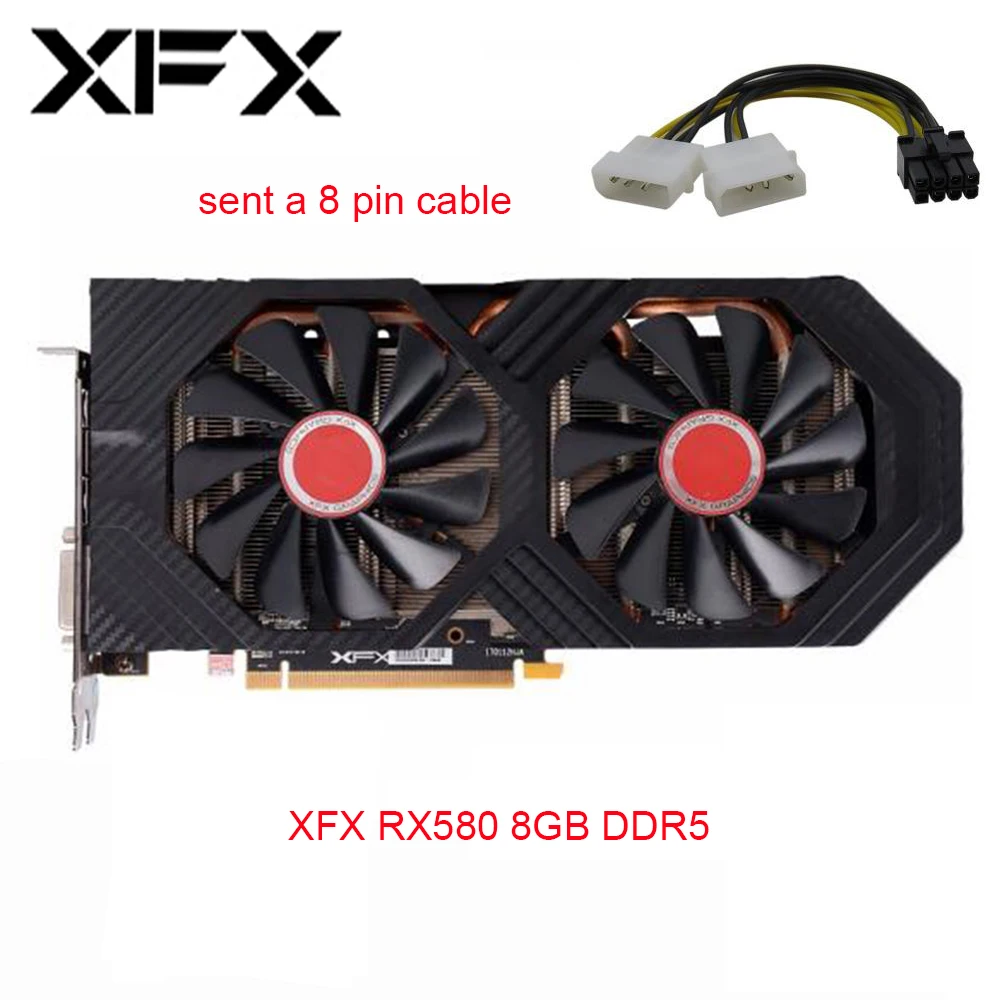 Видеокарта XFX Radeon RX580 8 ГБ DDR5 GPU Гб AMD 256 бит оригинальная видеокарта для видеоигр б/у