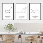 Креативная химическая молекулярная структура Холст Картина допамин окситоцин серотонин для гостиной простые черные белые декоративные картины