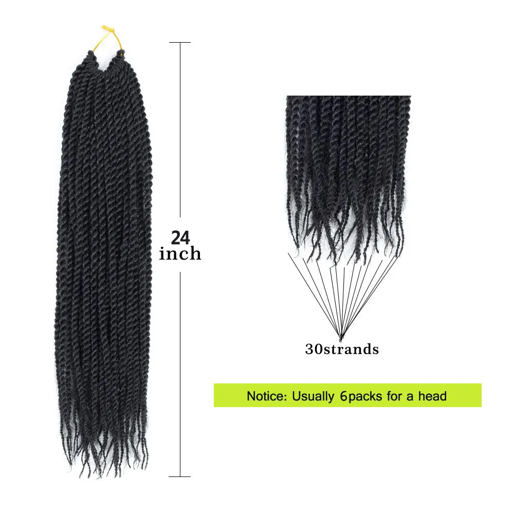 Сенегальский спиральный крючком плетеные волосы синтетический Мамбо твист