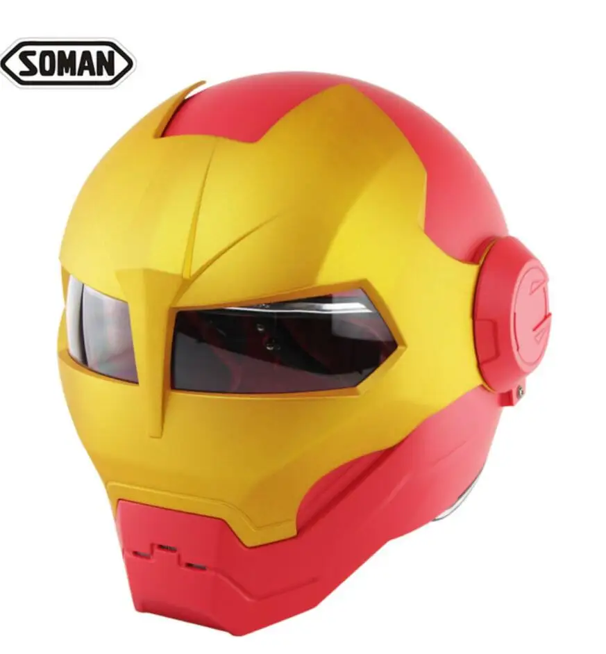 Красивые мотоциклетные шлем Железного человека Винтаж Стиль Dot кожаный чехол из