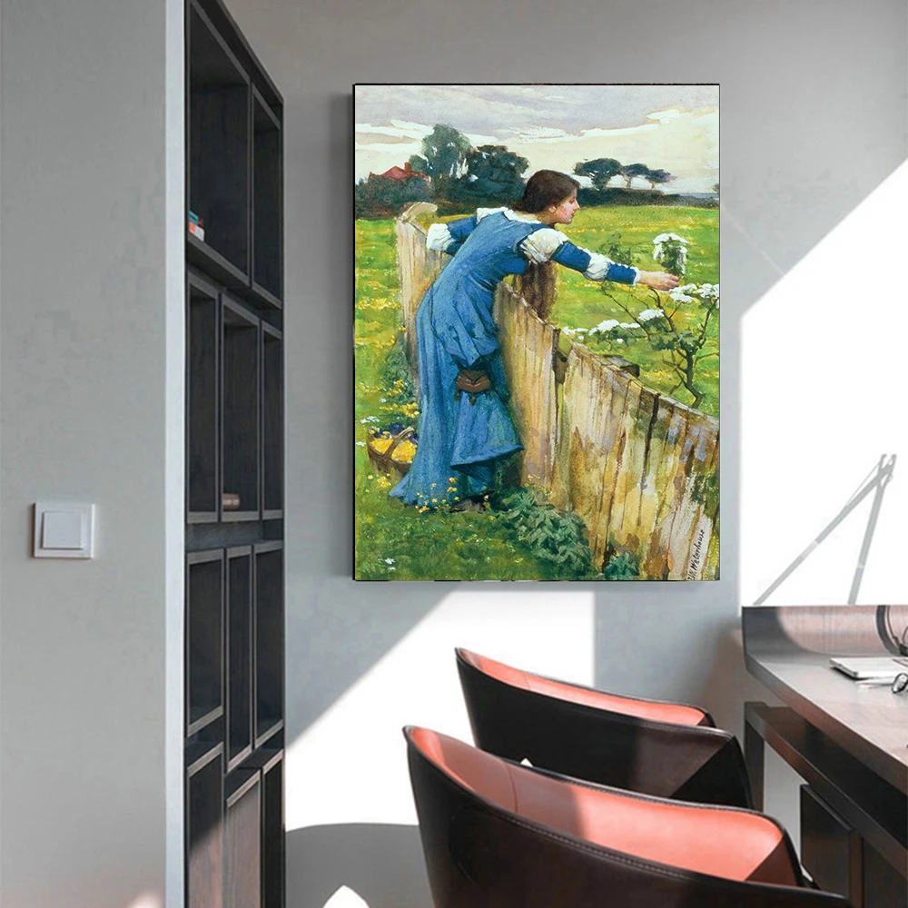 

Holover Canvas Oil Painting Aesthetic Home Decoration William Waterhouse"Spring"Romanticism Mythology Artwork Wall Art Poster