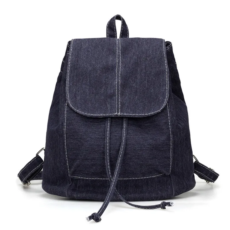 

New Denim Canvas Women Backpack Drawstring School Bags For Teenagers Girls Small Backpack Female Rucksack Mochilas Feminin