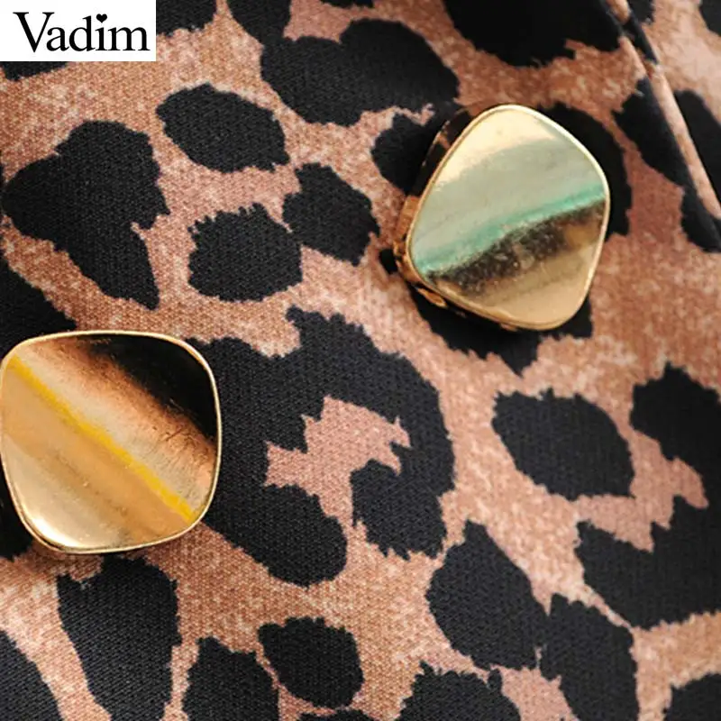 Женский блейзер с леопардовым принтом Vadim Повседневная Верхняя одежда карманами