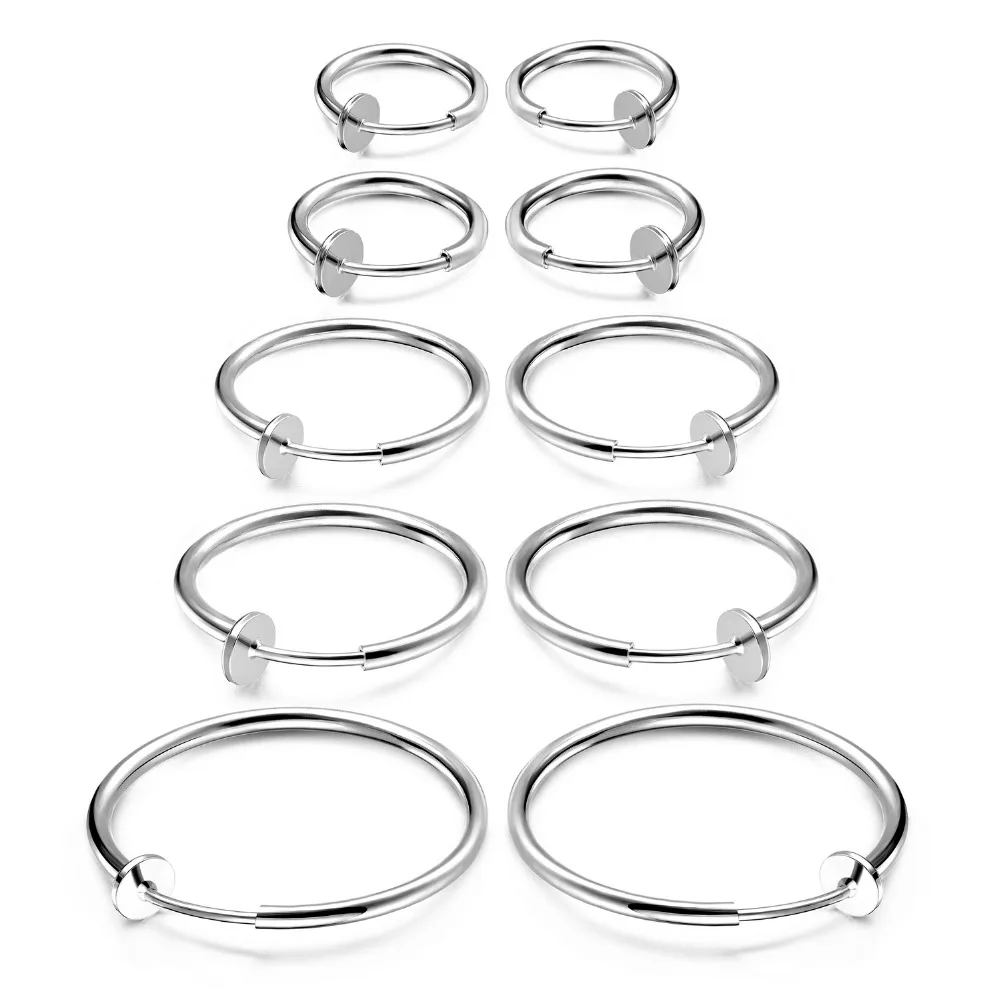 

Clip On Fake Septum Piercing Punk Nose Lip Ear Hoop Rings Earrings Non-Piercing Spring for Sensitive Ears circle Earring 5 Paris