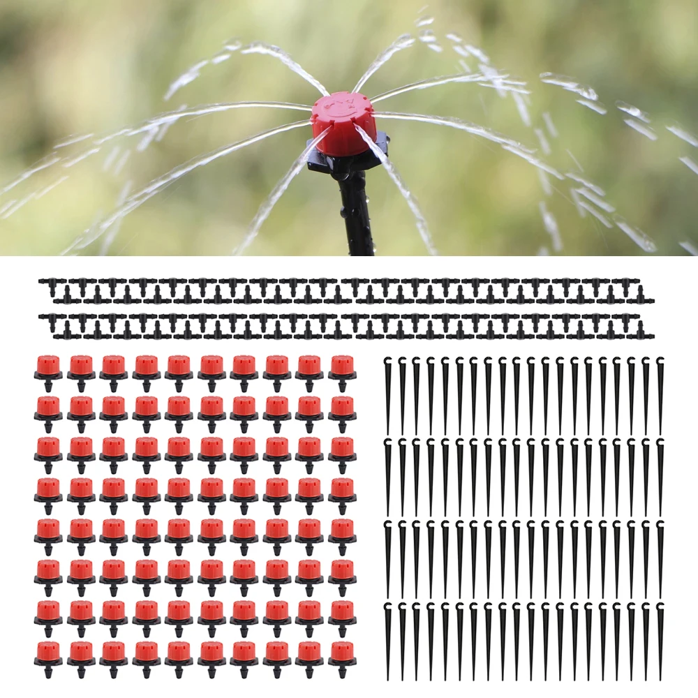 

240Pcs Drip Irrigation Kit Garden Plant Watering System with Distribution Tubing Hose for Vegetable Flower Herbs Support Stakes