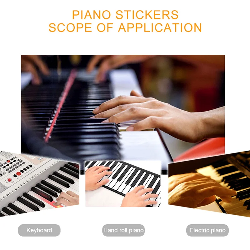 

37/49/61/88 Keys New Colorful Transparent Piano Keyboard Stickers Electronic Keyboard Sound Name Key Stave Note Symbol Sticker