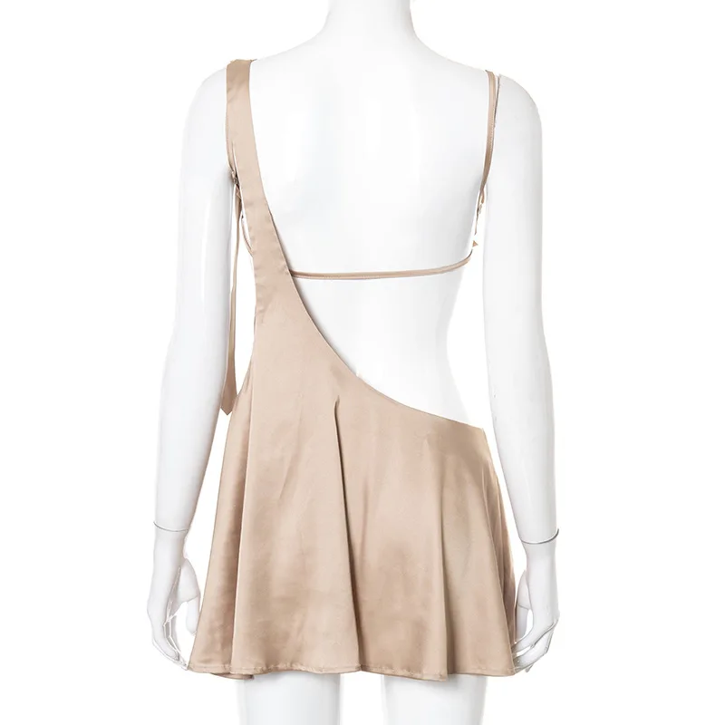 

Aushiya Sexy Backless Hollow Out Mini Summer Dress Sleeveless Beachwear Dresses For Women Elegant Clunwear Vestidos Ladies 2021