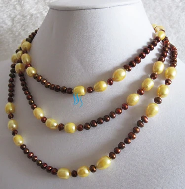 N1460 49&quot 4-9mm Coffee Gold Multi Color Freshwater Pearl Necklace Jewelry 28% Discount NEW | Украшения и аксессуары