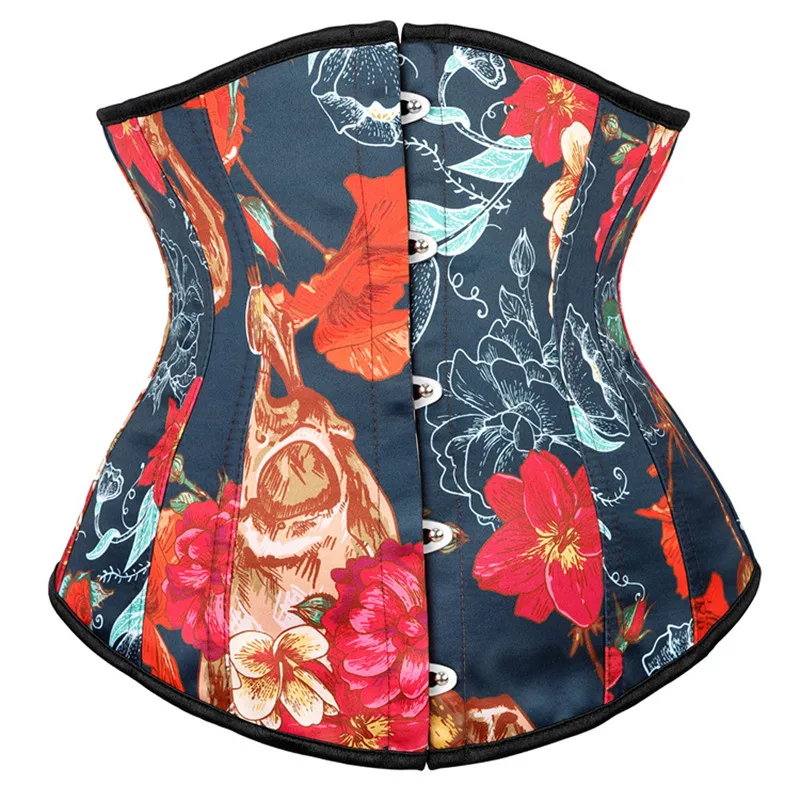 

Sexy Corset Floral & Skull Print Underbust Waist Cincher Corsets Gothic Corset Top Bustier Plus Size Corpete Corselet