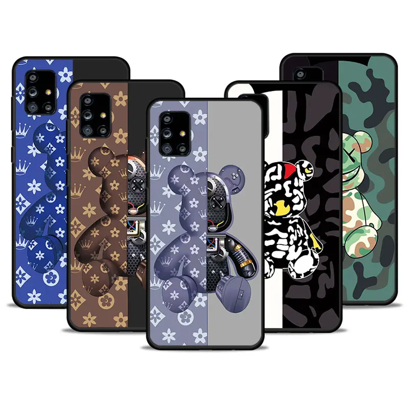 

Fashion brand For Samsung Galaxy A72 A52 A71 A51 A32 5G A12 A21S A31 A41 Silicone Soft Cover Black Phone Case