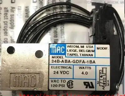 100% Новый оригинальный Соленоидный клапан 34B-ABA-GDFA-1BA MAC