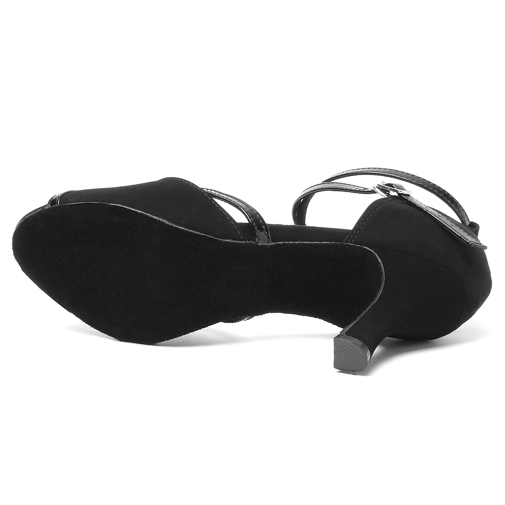DKZSYIM Black Latin Dance Shoes Women/Ladies Ballroom Dancing Tango/Salsa Shoes Suede Soles Soft Dance Sandals 3-10CM High Heels