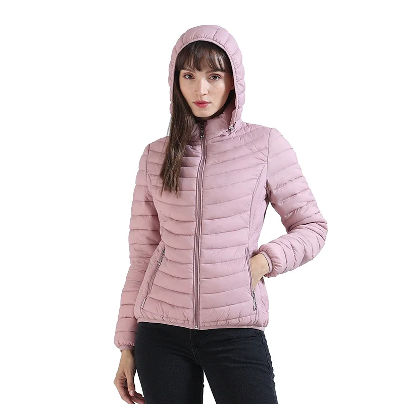 

Winter Women Padded Jacket Slim Short Parka Outdoor Warm Clothes Portable Store In A Bag Ultralight Coat