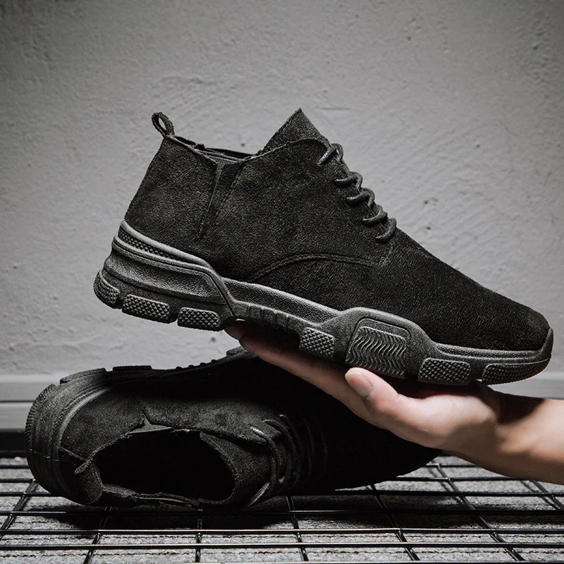 

Spring Autumn Low Cut Ankle Simple Soild Cozy Soft Men's Boots Massage Outdoor Work Motorcycle Shoes Round Toe Martin Boots Men