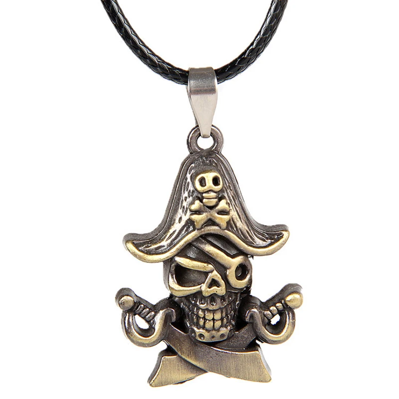 

Personality Pirates Pendant Necklace for Men Retro Fashion Punk Hip Hop One-eyed skull Party Jewelry Accessories 2021