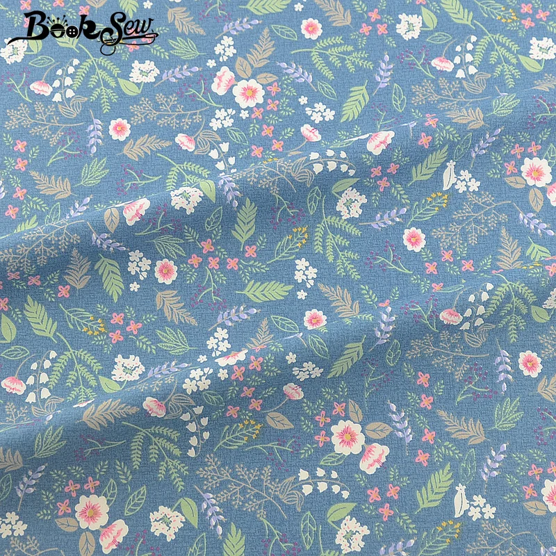 Booksew зеленый материал для шитья 100% хлопок Telas Tecido цветочный рисунок Цветочный