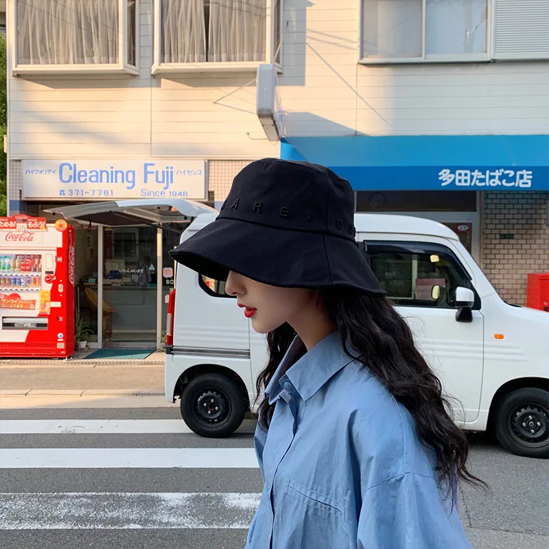 

bucket sun hats bucket men Men Women Fisherman Hats Cotton Letter Sun Hat Panama Bucket Cap Female Summer Fashion Basin Caps