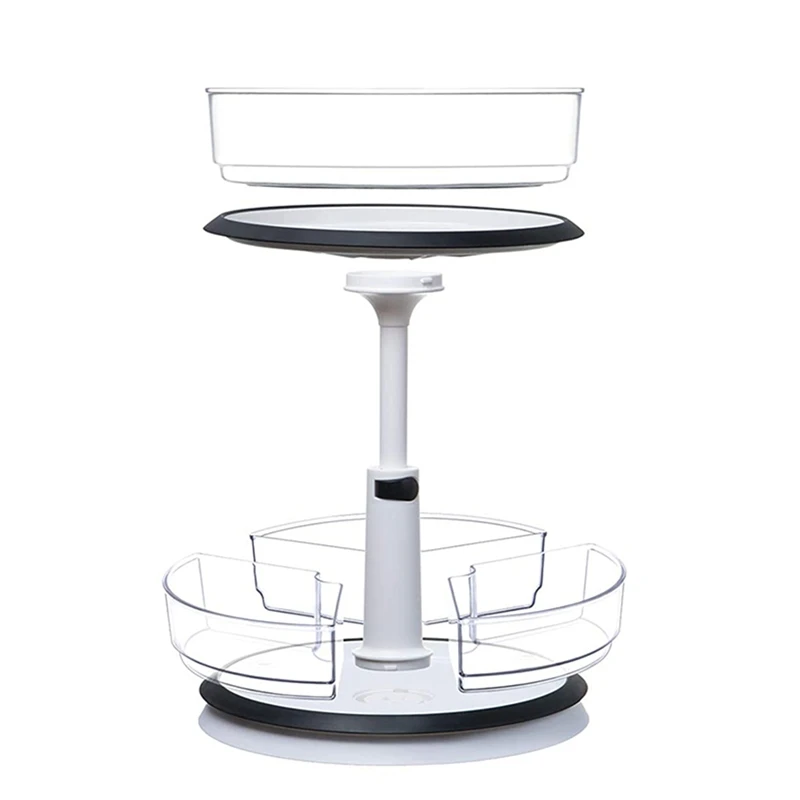 

2 Tier Lazy Susan-Height Adjustable Spinning Cabinet Countertop Organizer Turntable Spice Rack for Kitchen Bathroom
