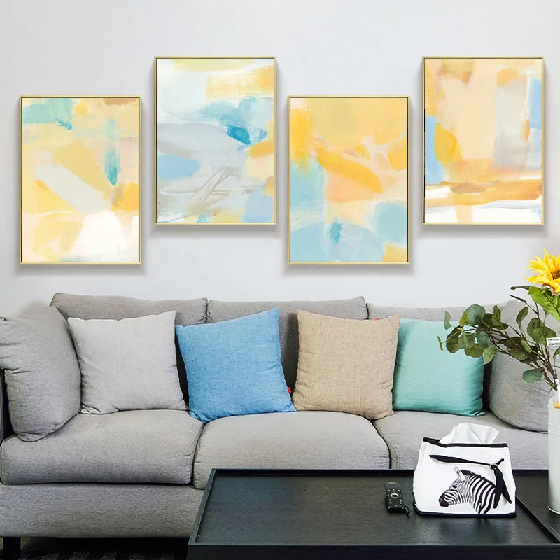 

Porch Light Warm Color Palette With Orange Line Abstract Canvas Painting Wall Spray Color Pictures Poster Living Room Decoration