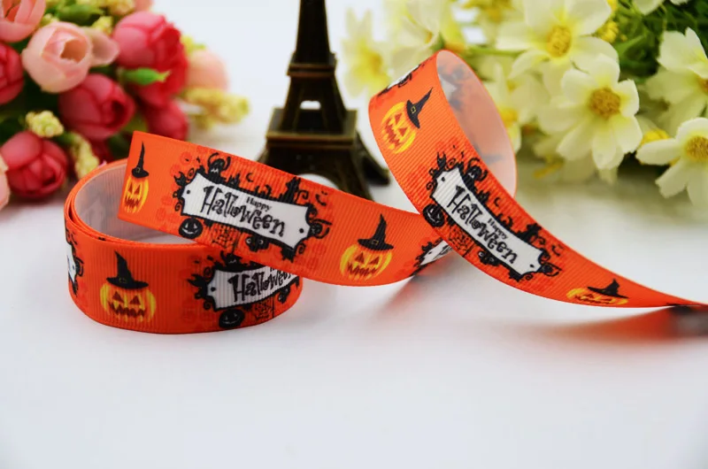 

22mm,25mm,38mm,75mm Halloween pumpkin Cartoon Character printed Grosgrain Ribbon party decoration X-00470 10 Yards
