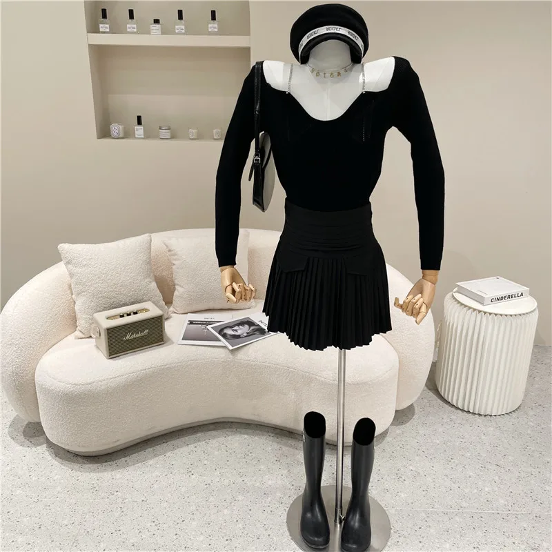 

Women's Spring Summer 2021 Niche Design Fashion Design Temperament High Waist Thin Pleated Skirt A-shaped Skirt