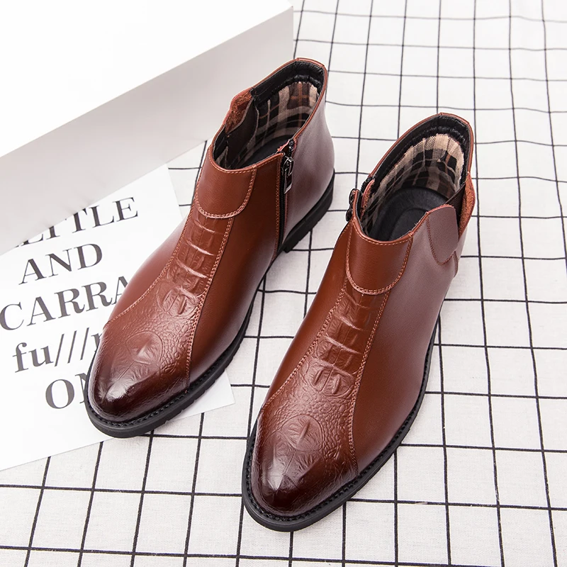 GEIT Мужская официальная обувь мужские ботинки Челси из натуральной кожи