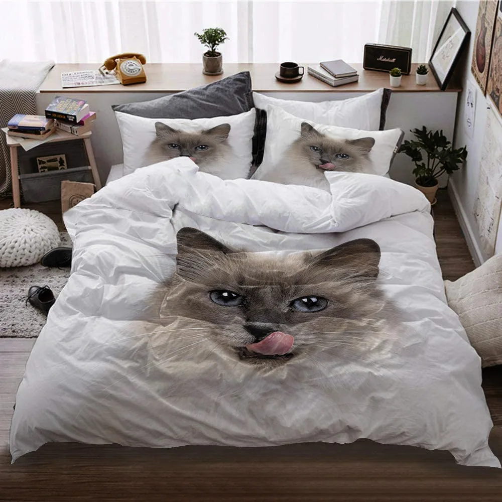 Набор с трехмерным рисунком кота декоративный пододеяльник наволочкой размеры