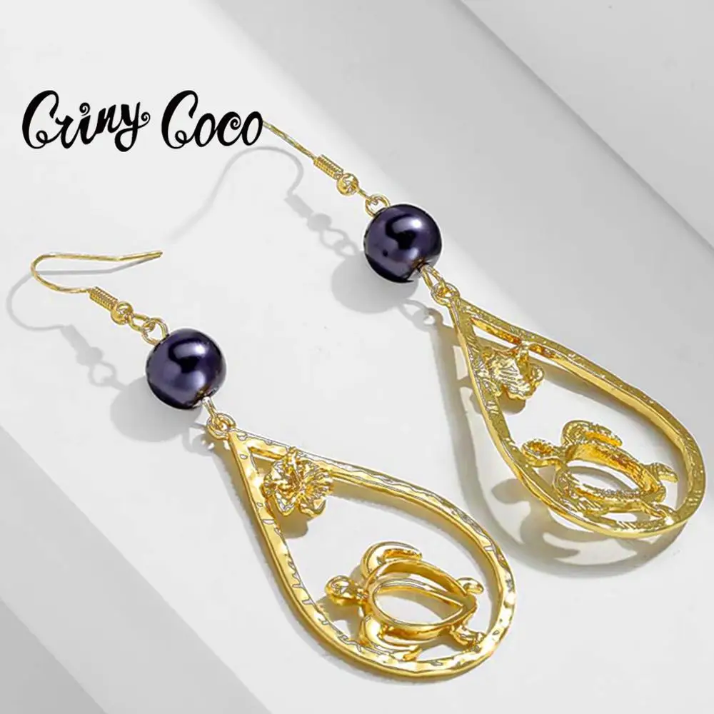 Женские Висячие серьги в форме черепахи винтажные жемчужные для девушек