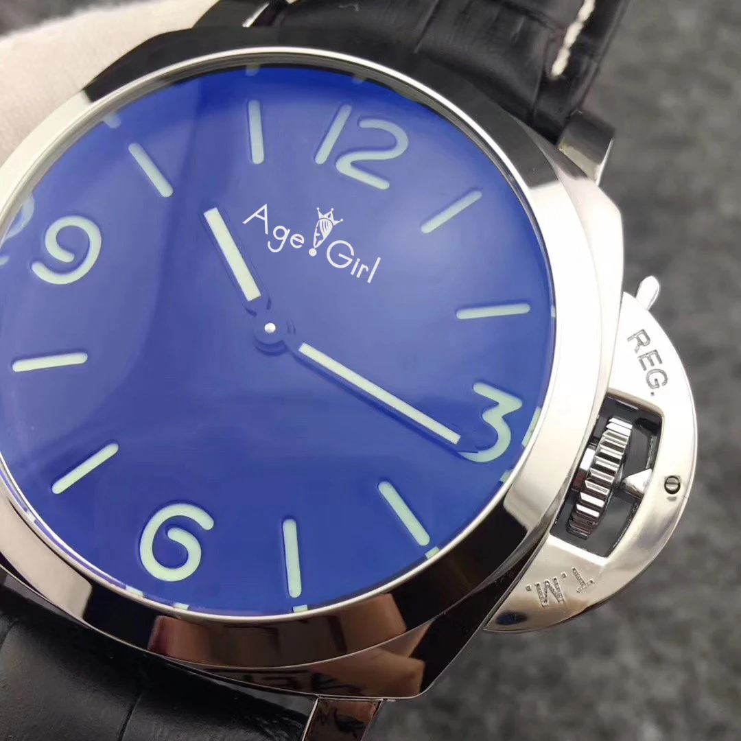 

44mm Classic New Men Automatic Mechanical Sapphire Stainless Steel Black Leather 1950 3 Days Luminous Green Number Watch