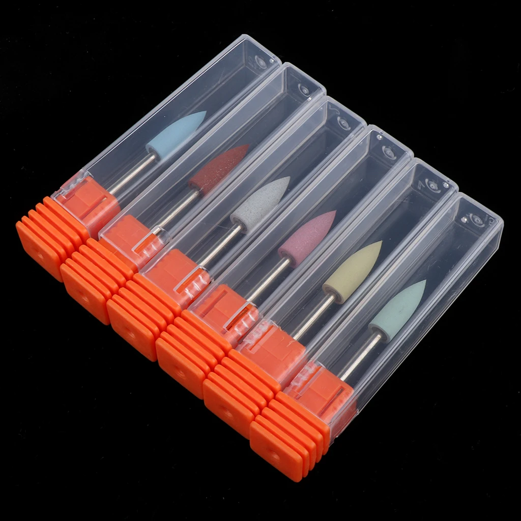 

6x Cuticle Clean Nail Drill Bit File Polishing Head Electric Drill Bit Set