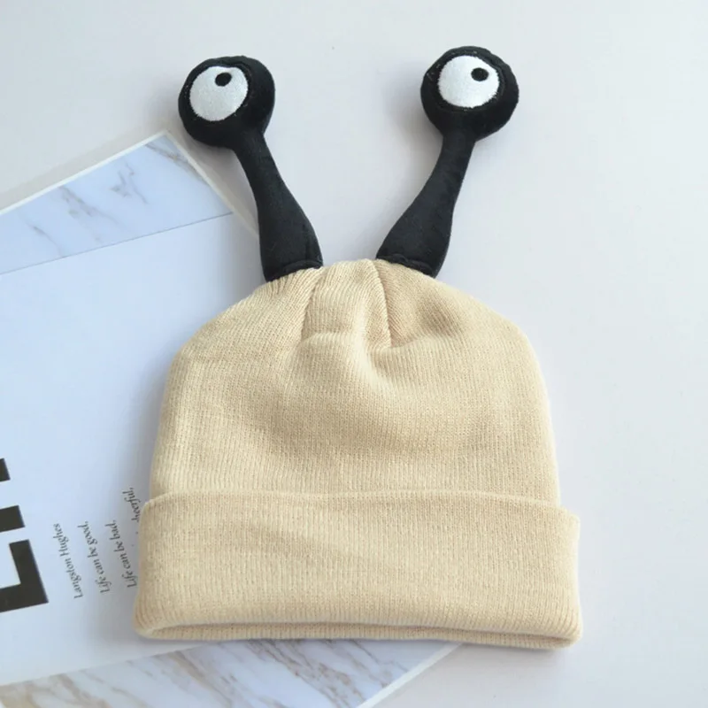Funny Cartoon Baby Hats Cute Long Eyes Knitted Warm Beanie Winter Kids Crochet Cap Boy Girl Hat Accessories | Детская одежда и