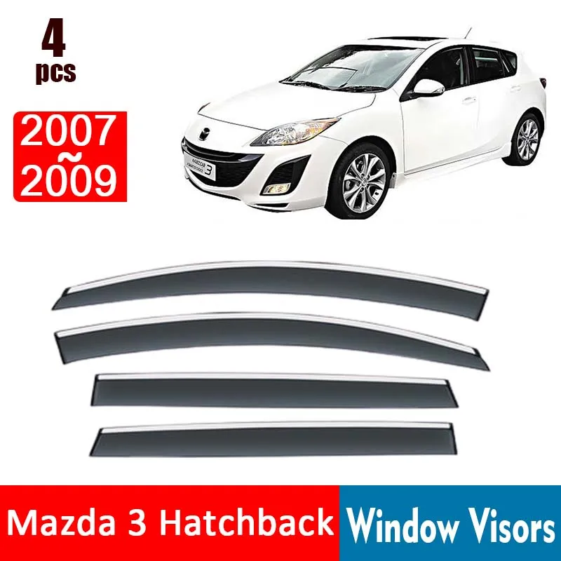 FOR Mazda 3 Hatchback 2007-2009 Window Visors Rain Guard Windows Rain Cover Deflector Awning Shield Vent Guard Shade Cover Trim