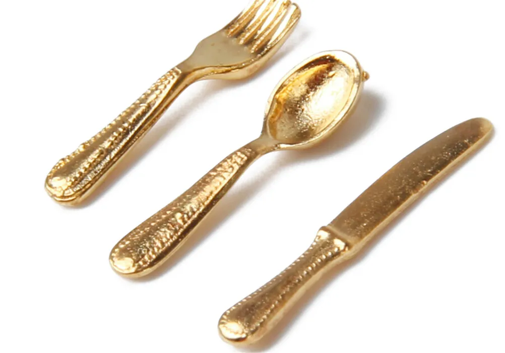 Набор миниатюрной посуды из нержавеющей стали для кукольного домика 12 шт. 1/12