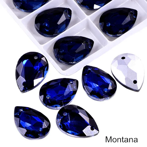 Montana 24 шт. 13x18 мм каплевидные стразы, стеклянные пришитые стразы, высокое качество, хрустальные стразы для шитья одежды B3671 - Цвет: Montana