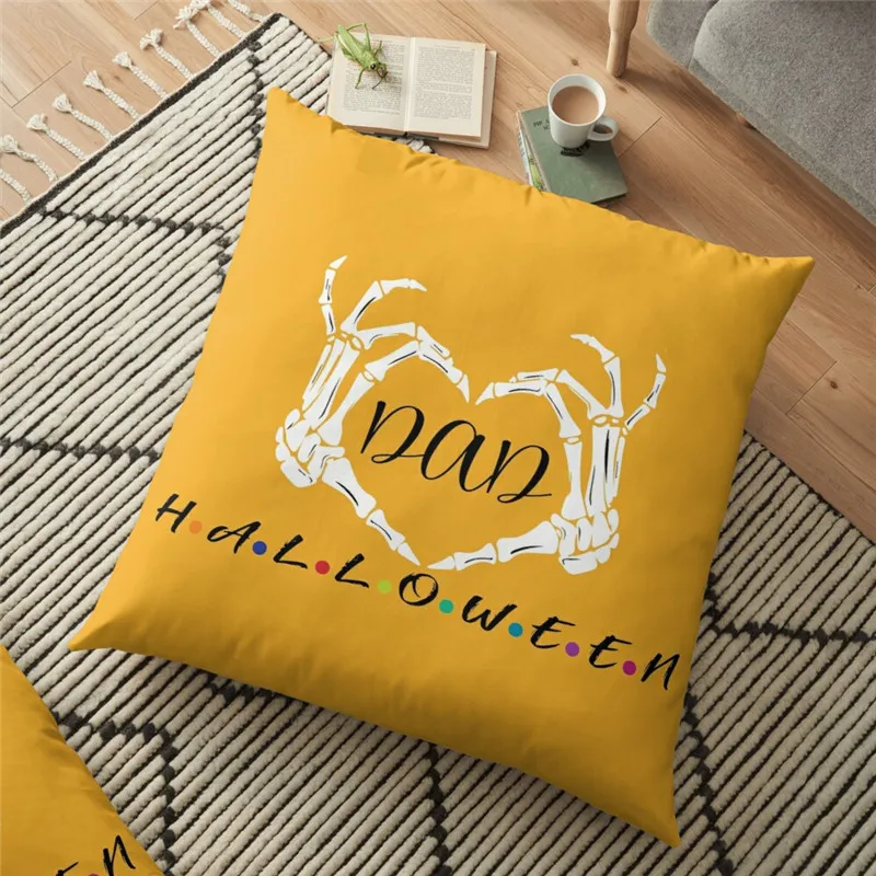 

Merry christmas Cushion Cover yellow Halloween dad Printed 45*45cm Christmas Pillowcase Gifts Xmas Cushion Decorative for home