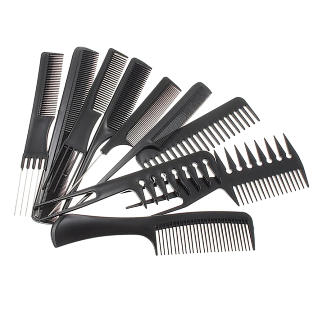 

10 Pieces Weaving Hair Styling Comb Salon Hair Highlighting Combs Black