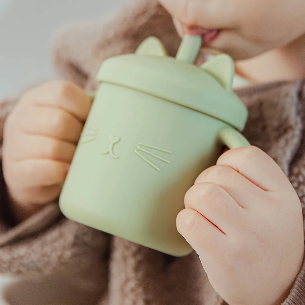 

Baby Feeding Cups Baby Learning Baby Drinkware silicone Sippy Cups For Toddlers & Kids With Silicone Sippy Cup Lids Solid