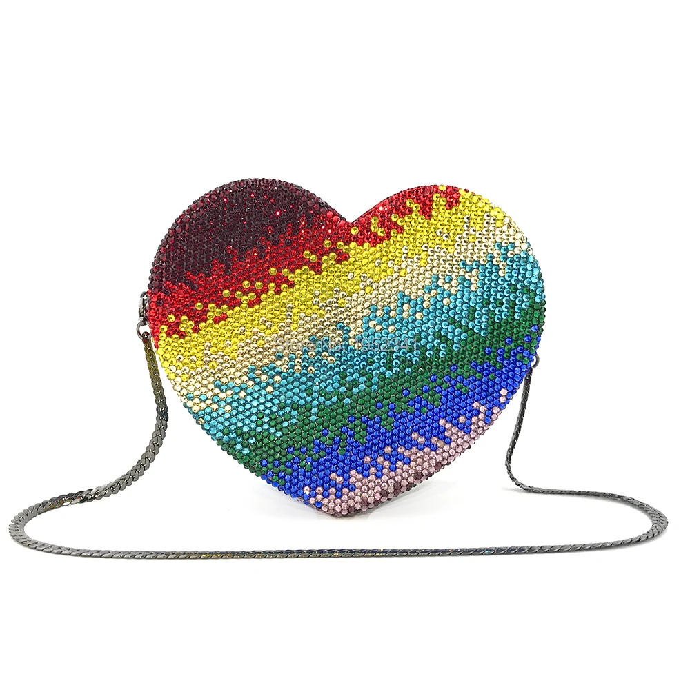 

OC4117 High Quality Handmade Crystal Stone Heart Shape Evening Clutch Bag Lady